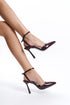 Women's Burgundy Strappy Heeled Shoes